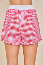 RED Sweet Gingham Button-Front Shorts