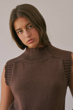Choco Lexi Ribbed Mock Neck Sweater Vest