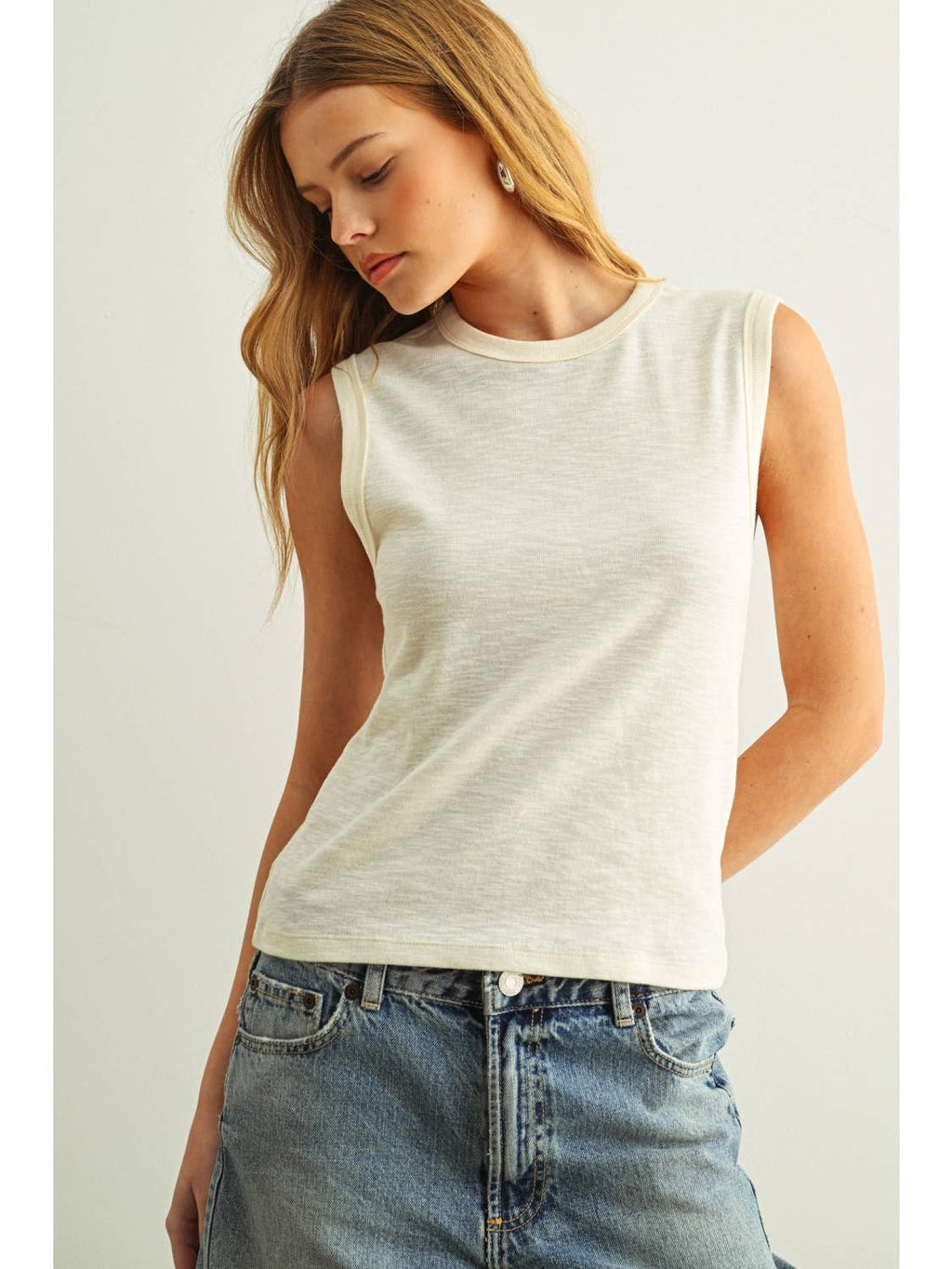 Sleeveless Cotton Top Cream