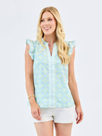 Kira Top | Mosaic Charm Blue