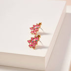 Christmas Tree Enamel Stud Earrings: Pink