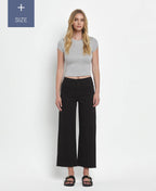 PLUS SIZE HIGH RISE BLACK CROP WIDE LEG JEANS