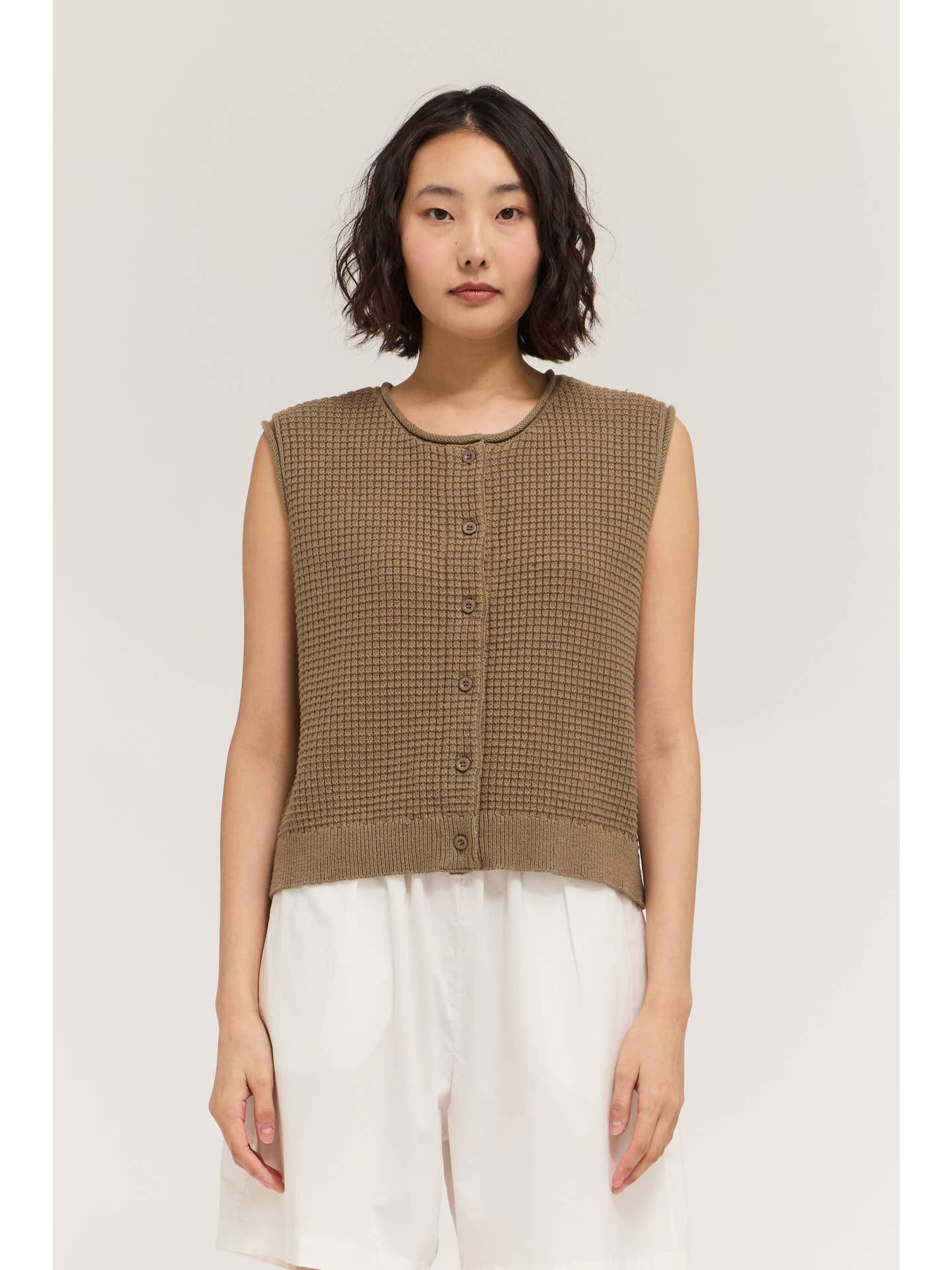 Dry Herb  Check Texture Knit Vest