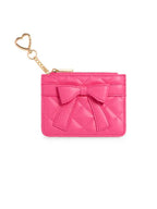 QUILTED BOW CARD CASE: FUCHSIA