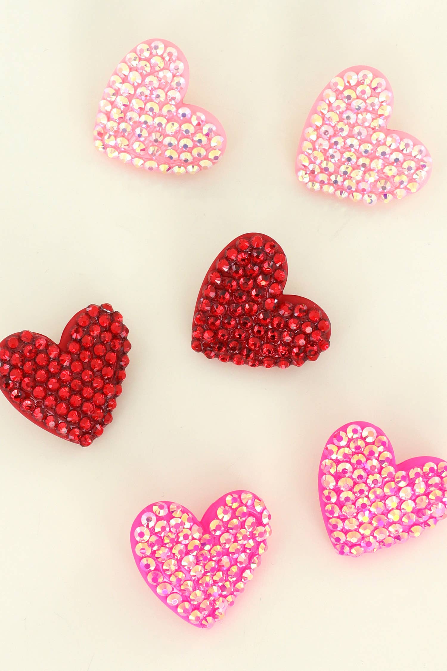 Rhinestone Heart Acrylic Post Earrings : Fuchsia