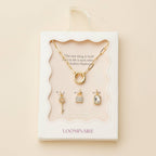 Gold Dipped Charm Necklace with Key and Gemstone Accents: Yellow Gold / One / 4DN18064