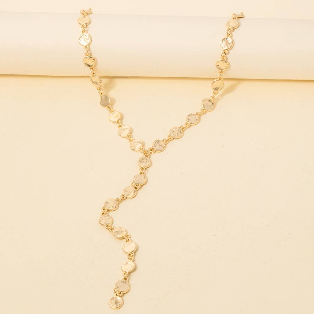 Gold Mini Metallic Coins Long Chain Necklace