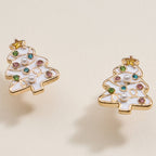 Christmas Tree Enamel Stud Earrings: Pink