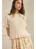 CREAM Ruffle Hem Knit Tee SWEATER – Creamon – view 8