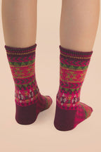 Geometric Graphic Crew Socks: SAGE
