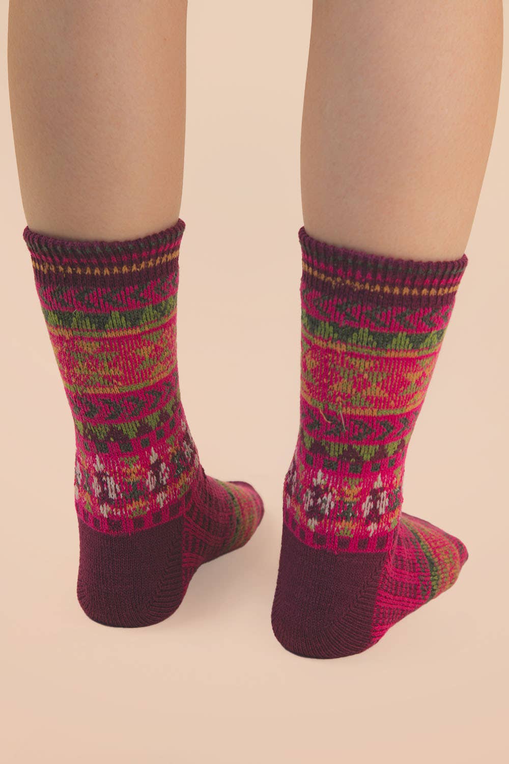 Geometric Graphic Crew Socks: SAGE