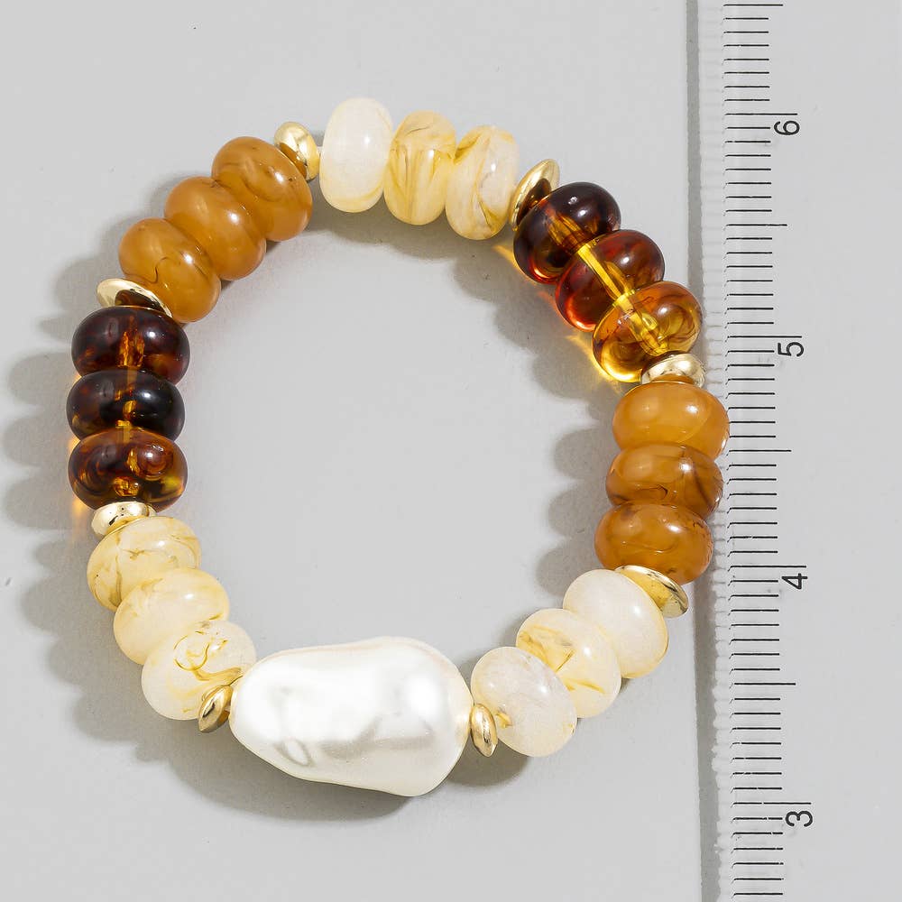 Baroque Pearl And Acrylic Bead Stretch Bracelet: GDLBR