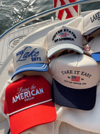 Living the American Dream - Red Vintage Trucker Hat: Red