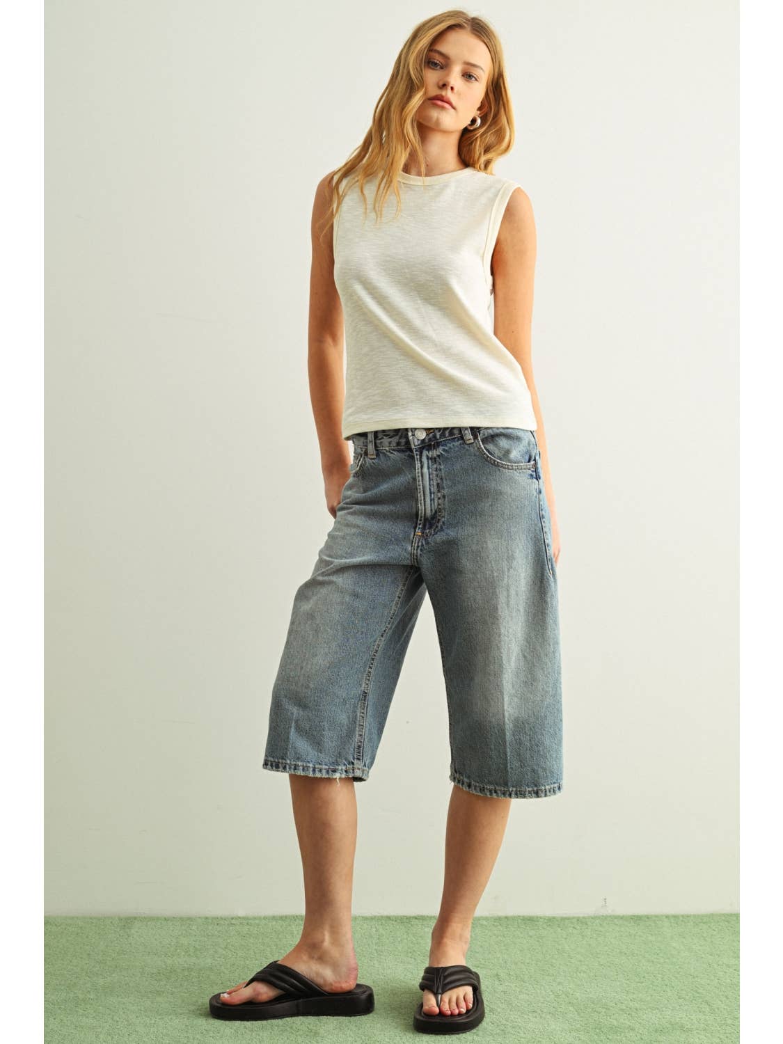 Sleeveless Cotton Top Cream