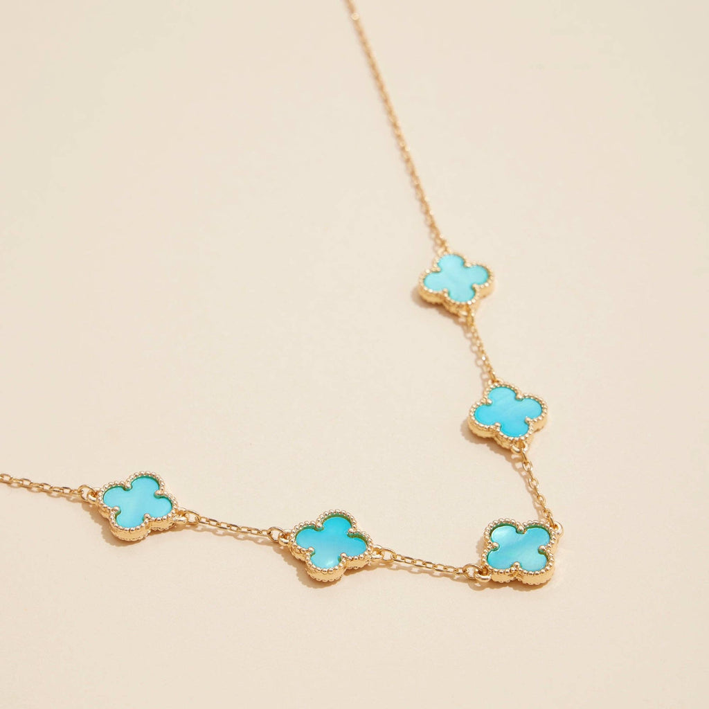 Gold Chain Necklace with Shell Inlay Charms: Black / One / 4SN11001