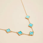 Gold Chain Necklace with Shell Inlay Charms: Black / One / 4SN11001