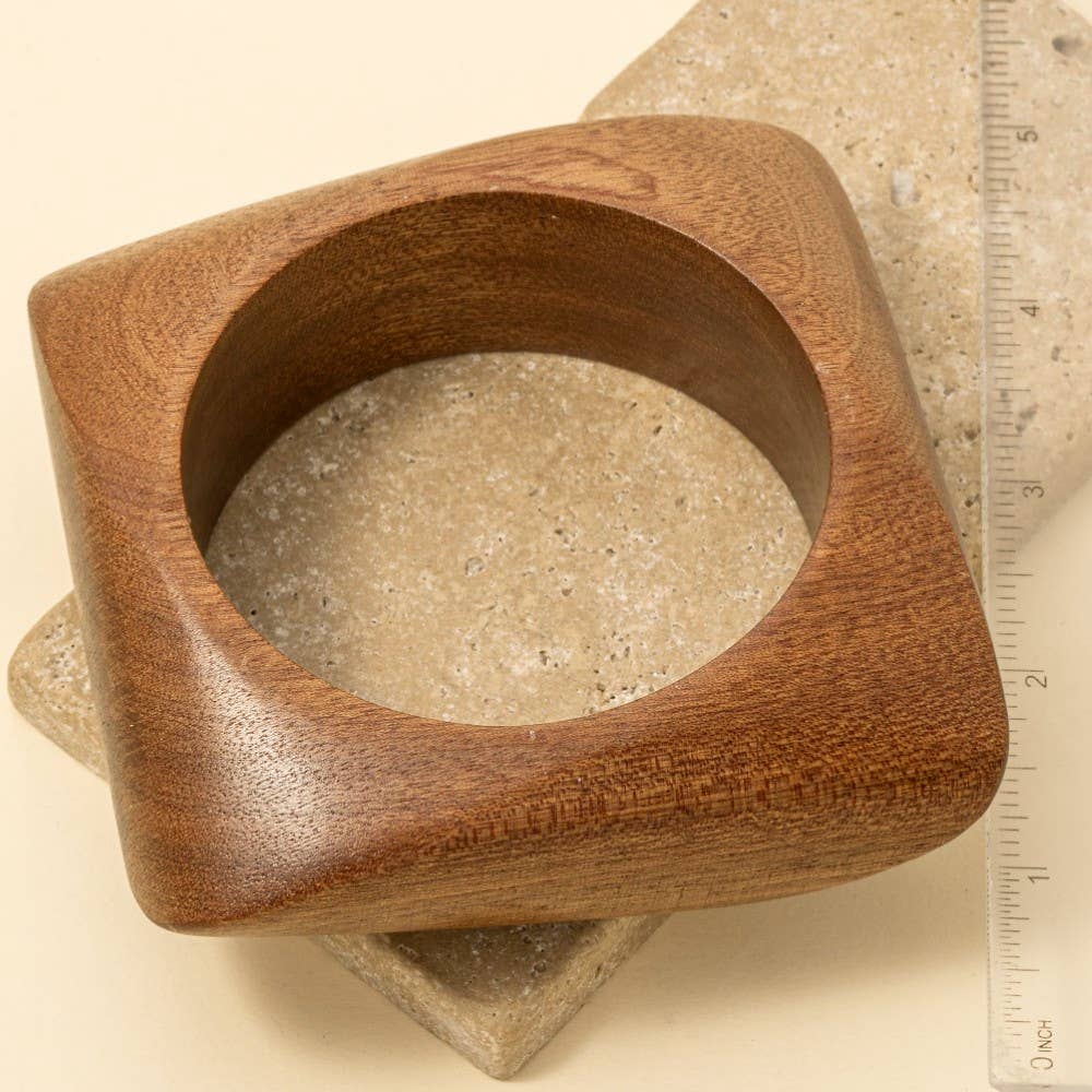 Large Wood Square Shape Bangle Bracelet: BR