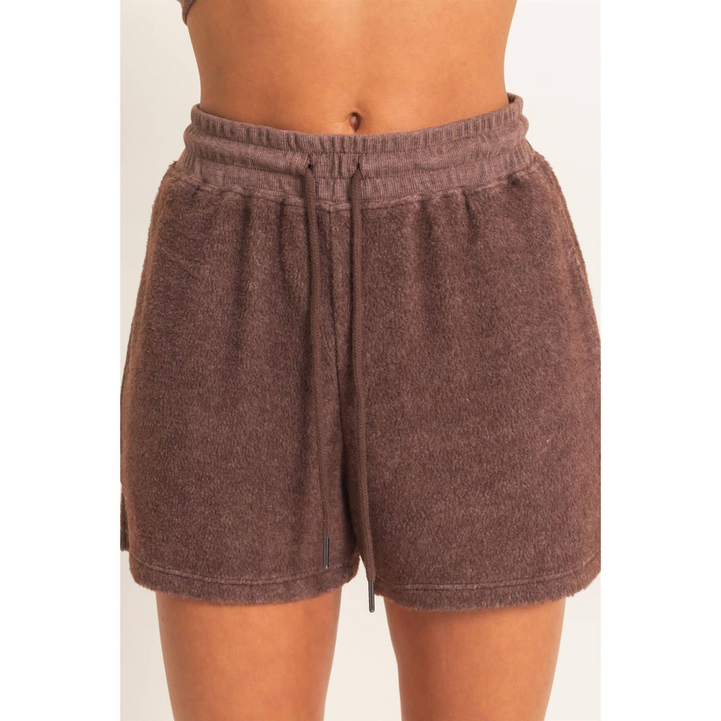 DARK BROWN Contrast Sweatshirt & Shorts Set