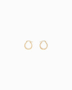 Checkered Pattern Cutout Hoop Earrings: Gold