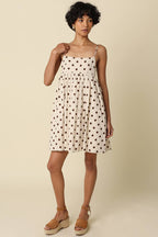 NATURAL BROWN Hannah Polka Dot Mini Dress