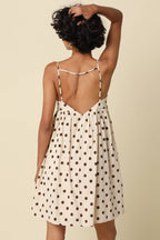 NATURAL BROWN Hannah Polka Dot Mini Dress