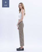 PLUS HIGH RISE ANIMAL PRINT CROP WIDE LEG JEANS