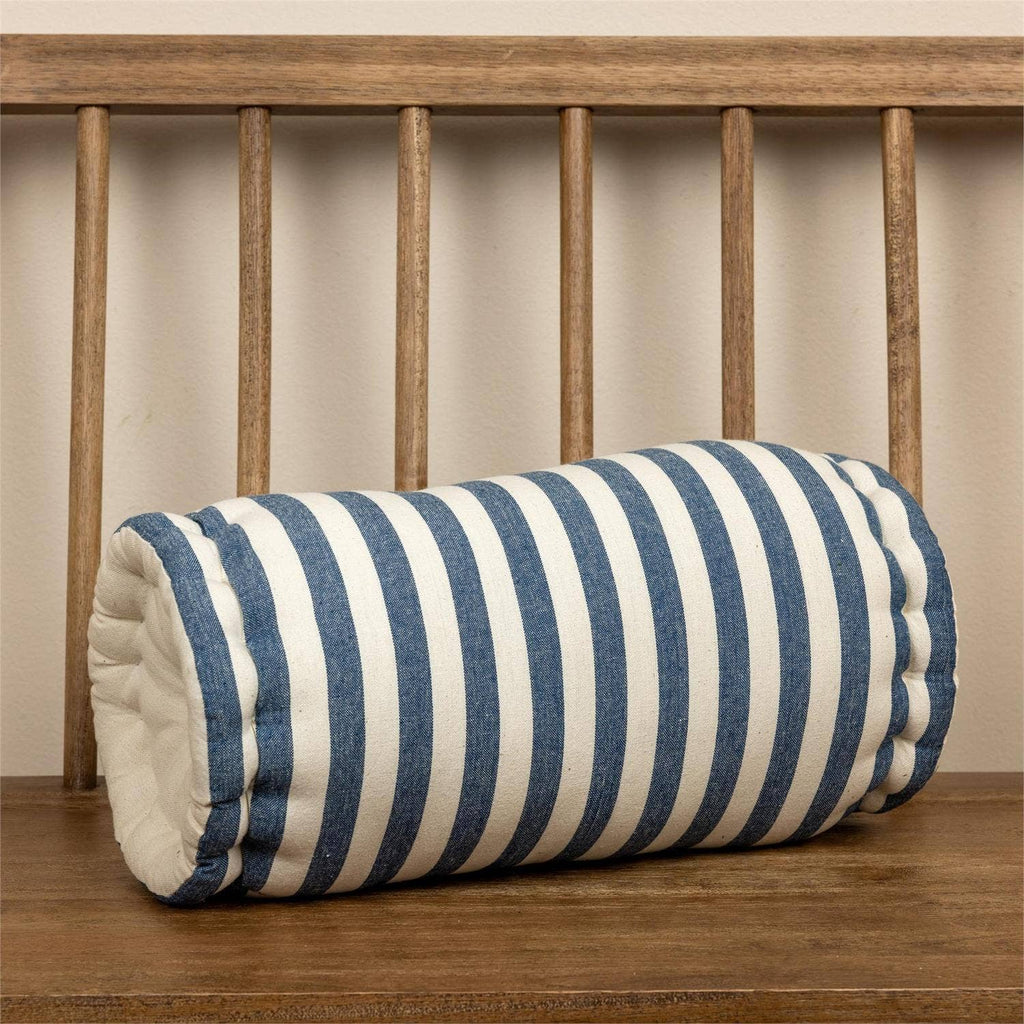 Blue Stripe Bolster Pillow | Coastal Decor