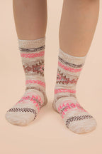Aztec Graphic Cozy Crew Socks: HEATHER GREY