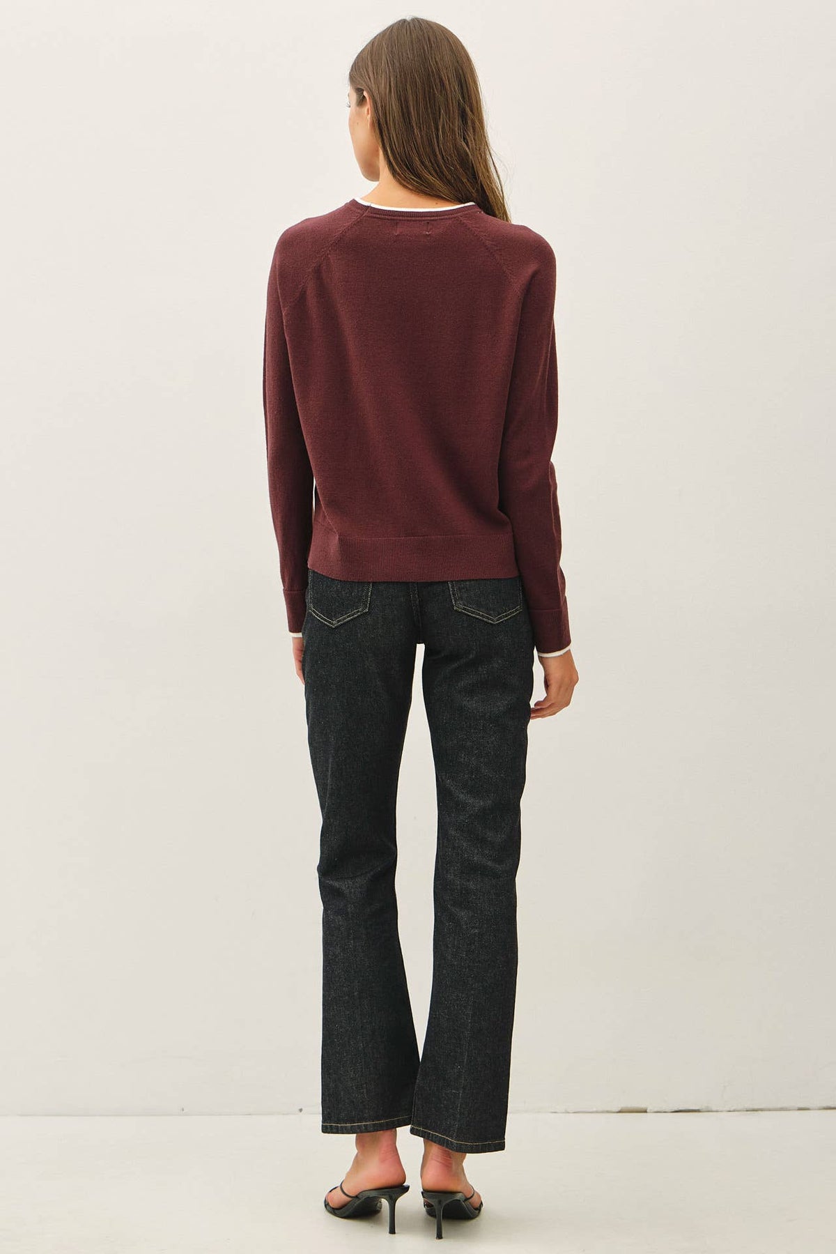 CHOC DOUBLE LAYERED LOOK RAGLAN SWEATER TOP