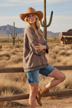Mocha Mineral-Washed Oversized French Terry Top