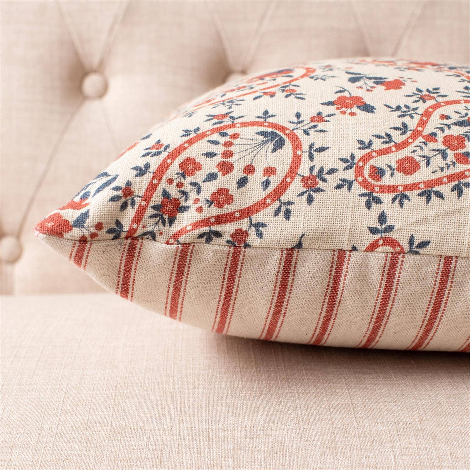 Red And Blue Paisley Floral Pillow| Patriotic Decor