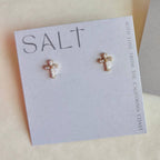 CROSS STUDS | 18k gold |  dainty stud post earrings