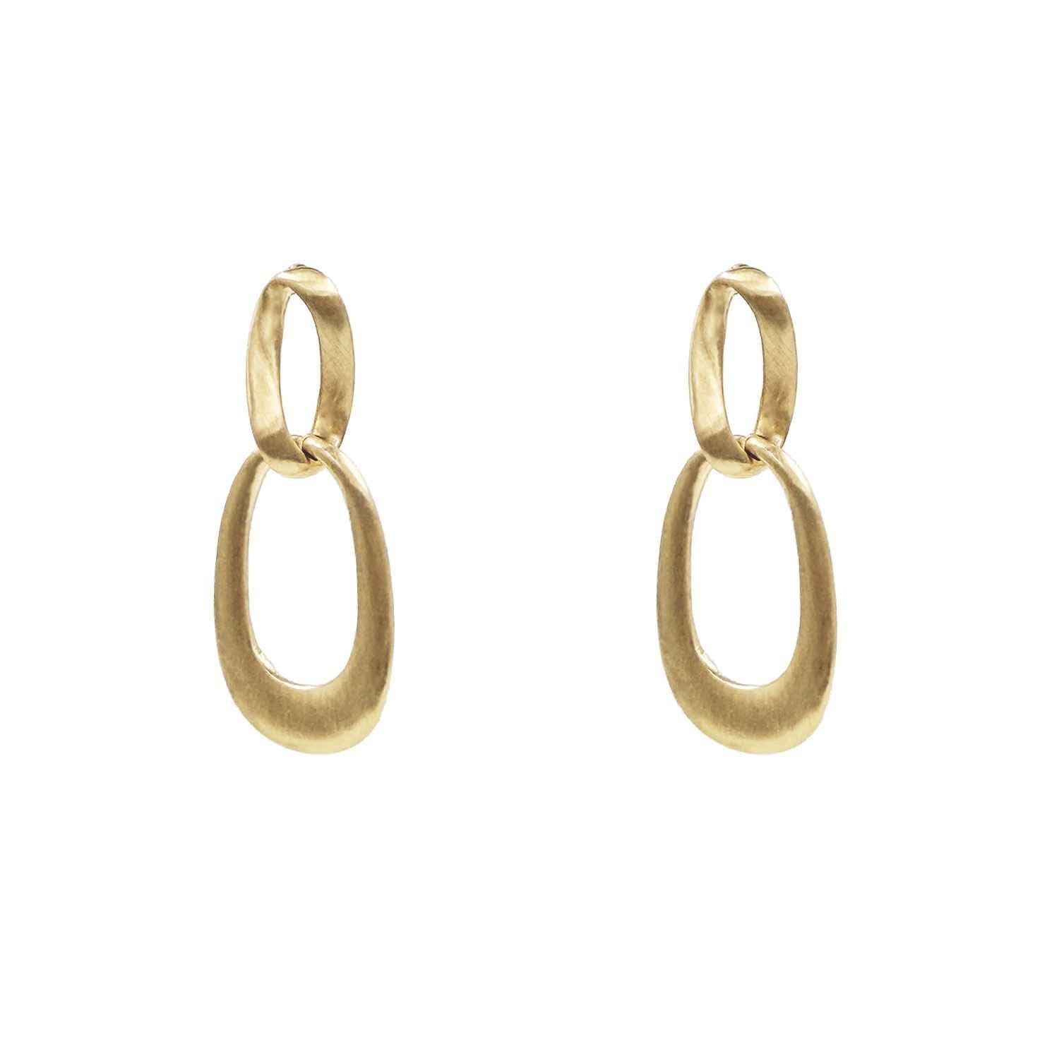 Matte Gold Open Double Circle 2" Earring
