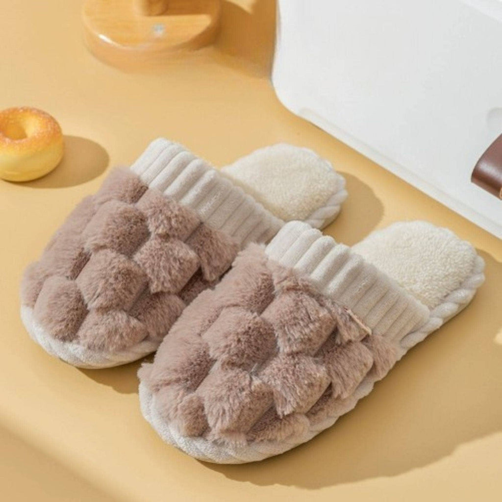 Plush Slippers: White