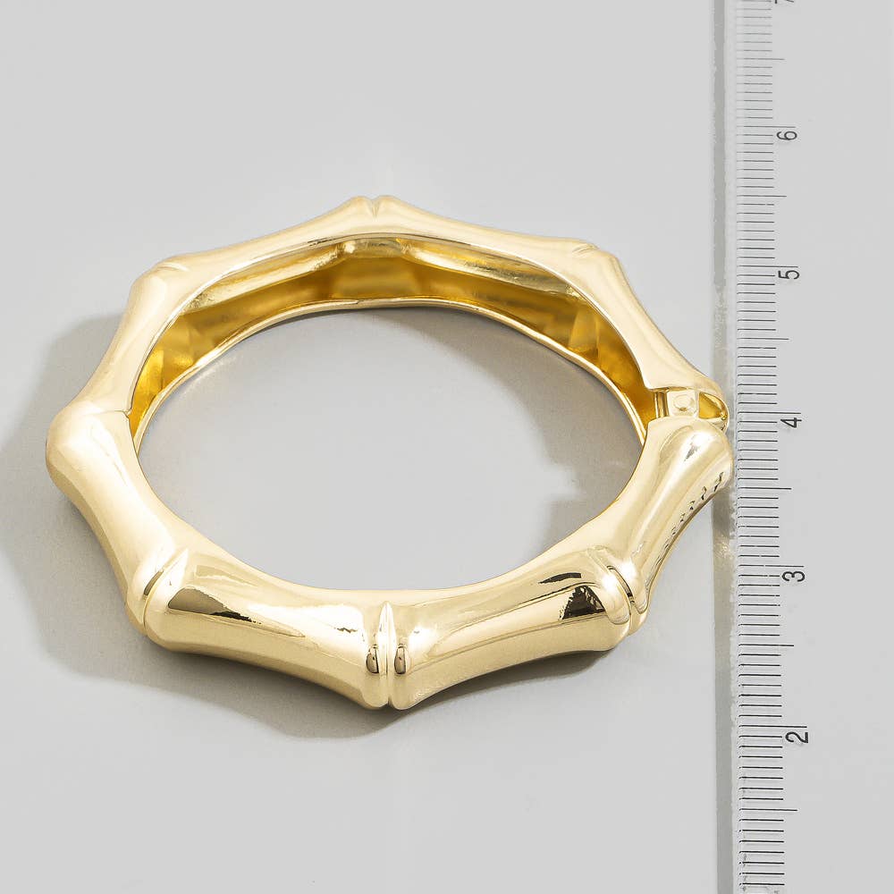 Round Bamboo Knuckle Hinged Bangle Bracelet: G