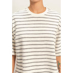 BLACK Striped Short Sleeve Terry SHORT SET