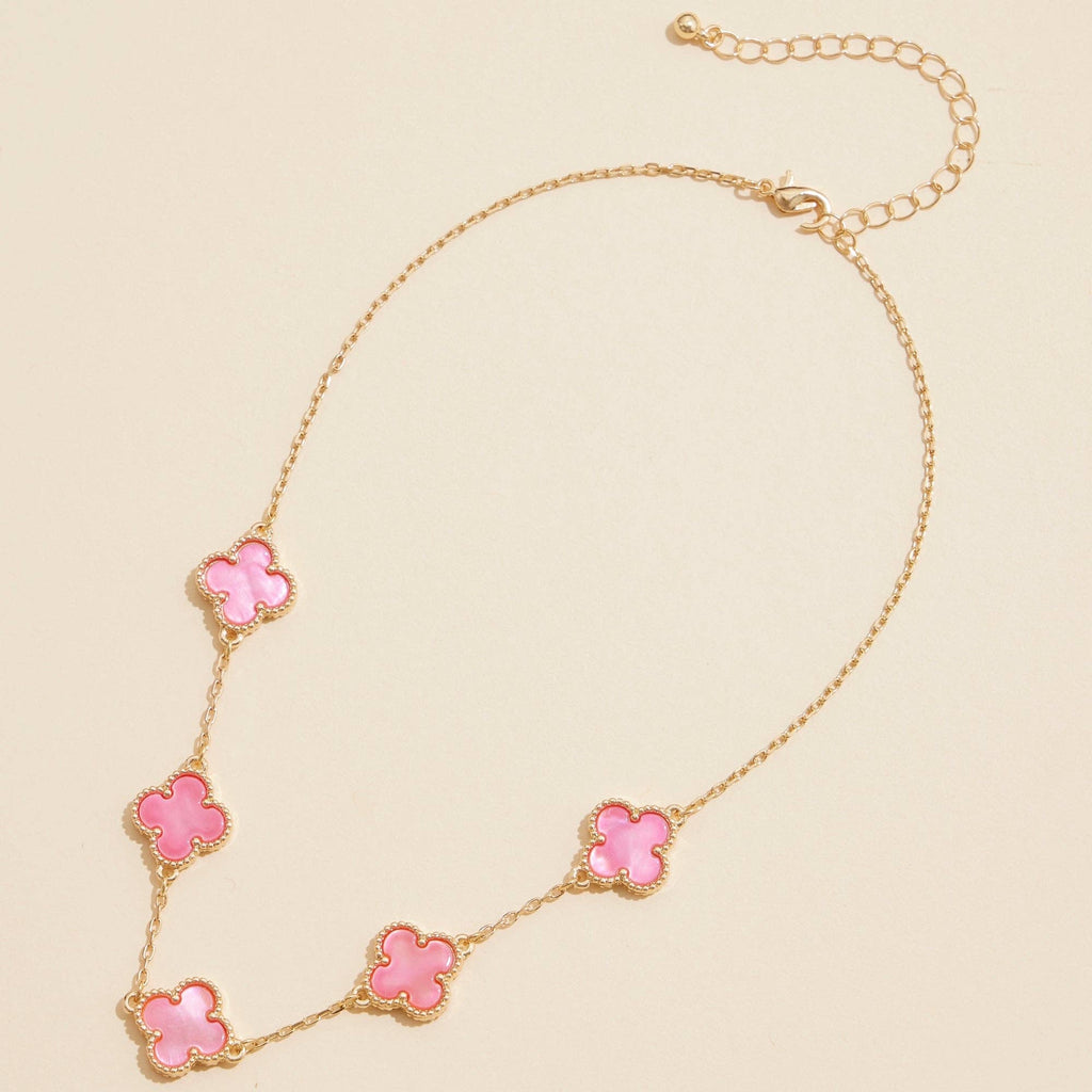 Gold Chain Necklace with Shell Inlay Charms: Black / One / 4SN11001