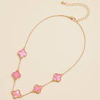 Gold Chain Necklace with Shell Inlay Charms: Gold/White / One / 4SN11001