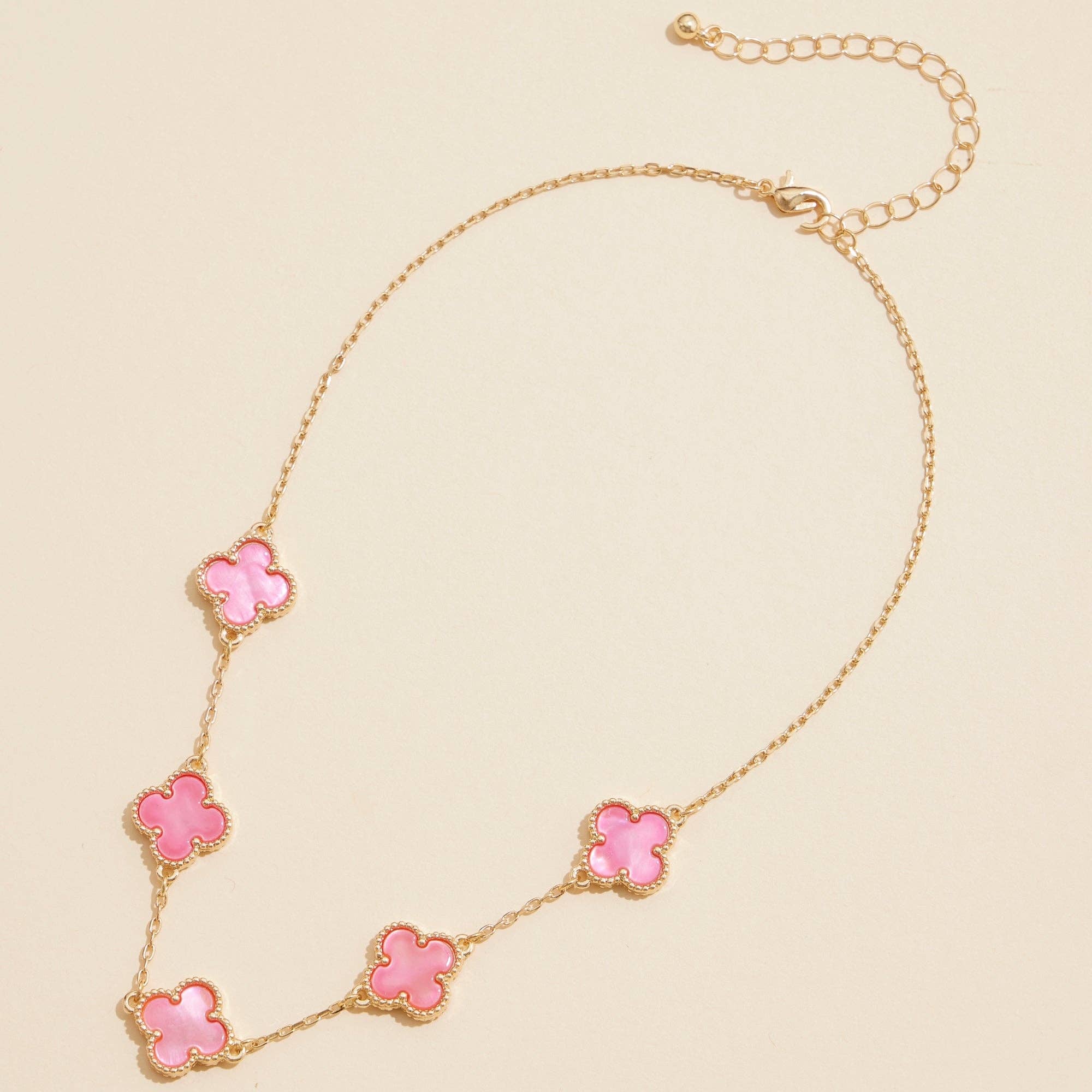 Gold Chain Necklace with Shell Inlay Charms: Gold/White / One / 4SN11001