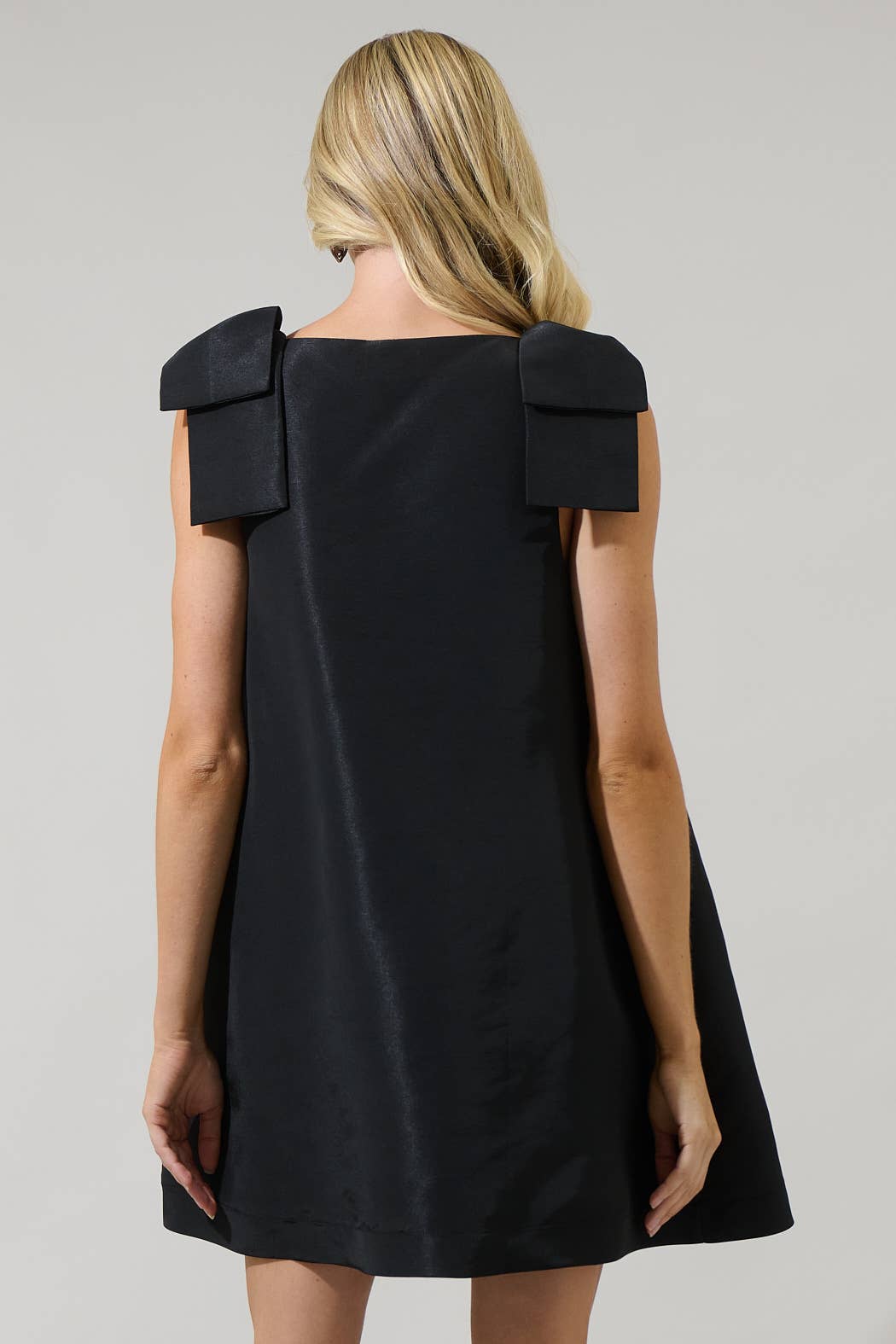 Alani Bow Trapeze Mini Dress: Black