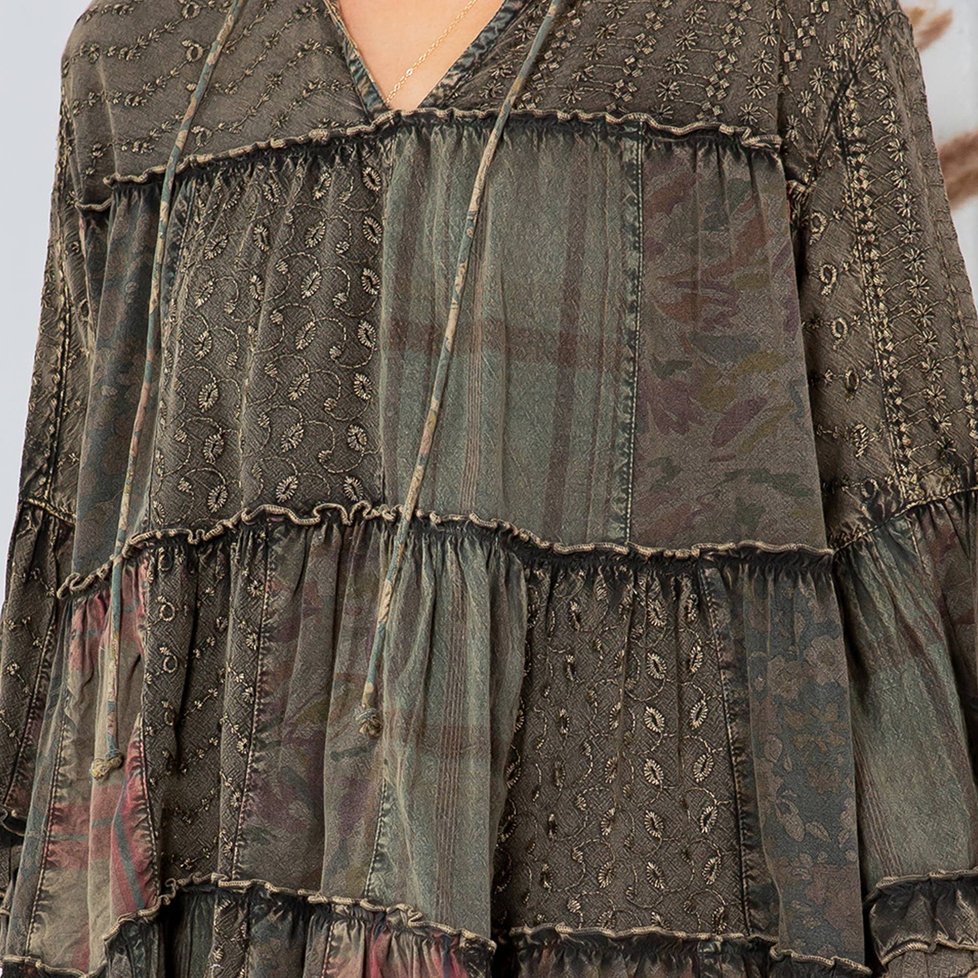 GRAVEL Artistic Fusion: Overdyed Jhabla Top With Emb
