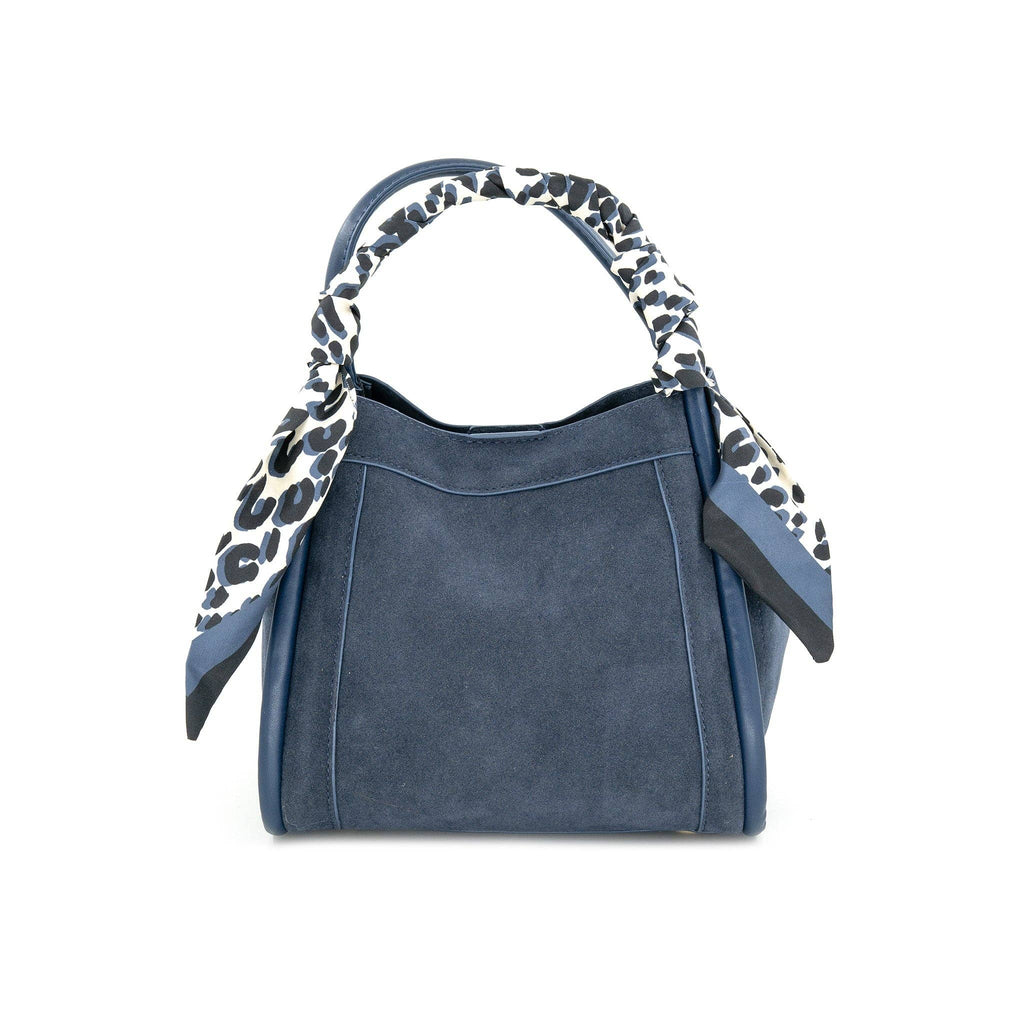 NAVY HANDBAD W/SCARF DETAIL – BC Bags