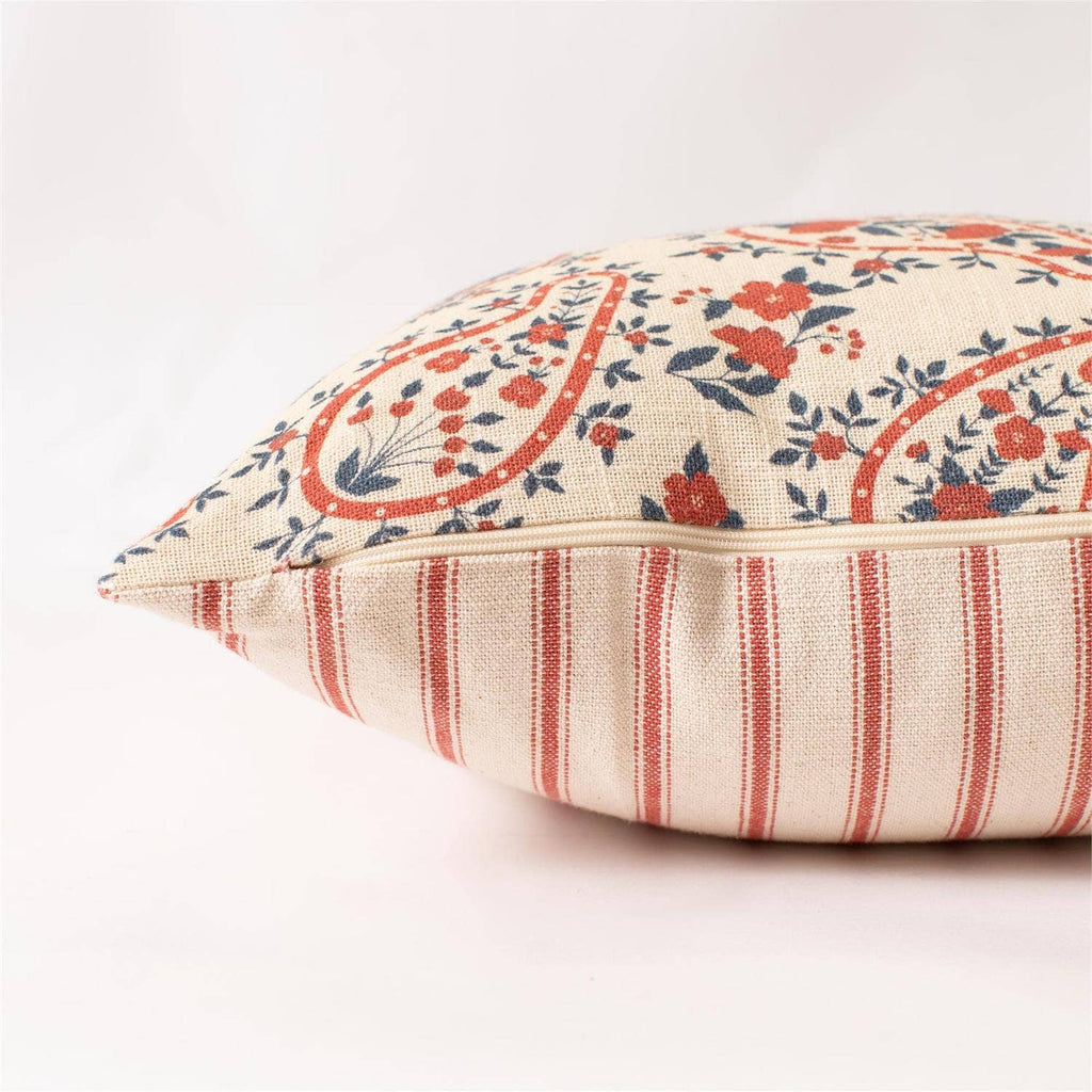 Red And Blue Paisley Floral Pillow| Patriotic Decor