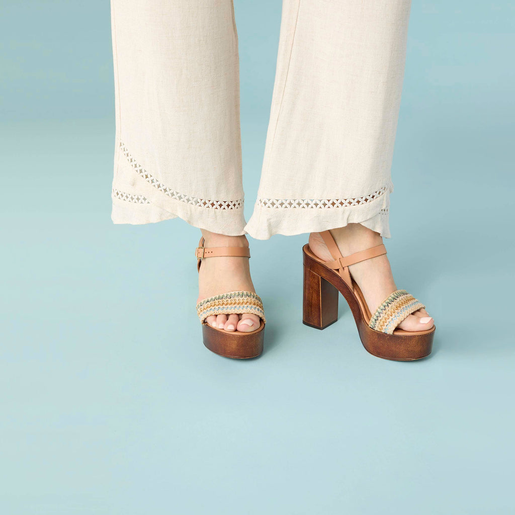 Layla Crossover Ruffle Pant: Natural