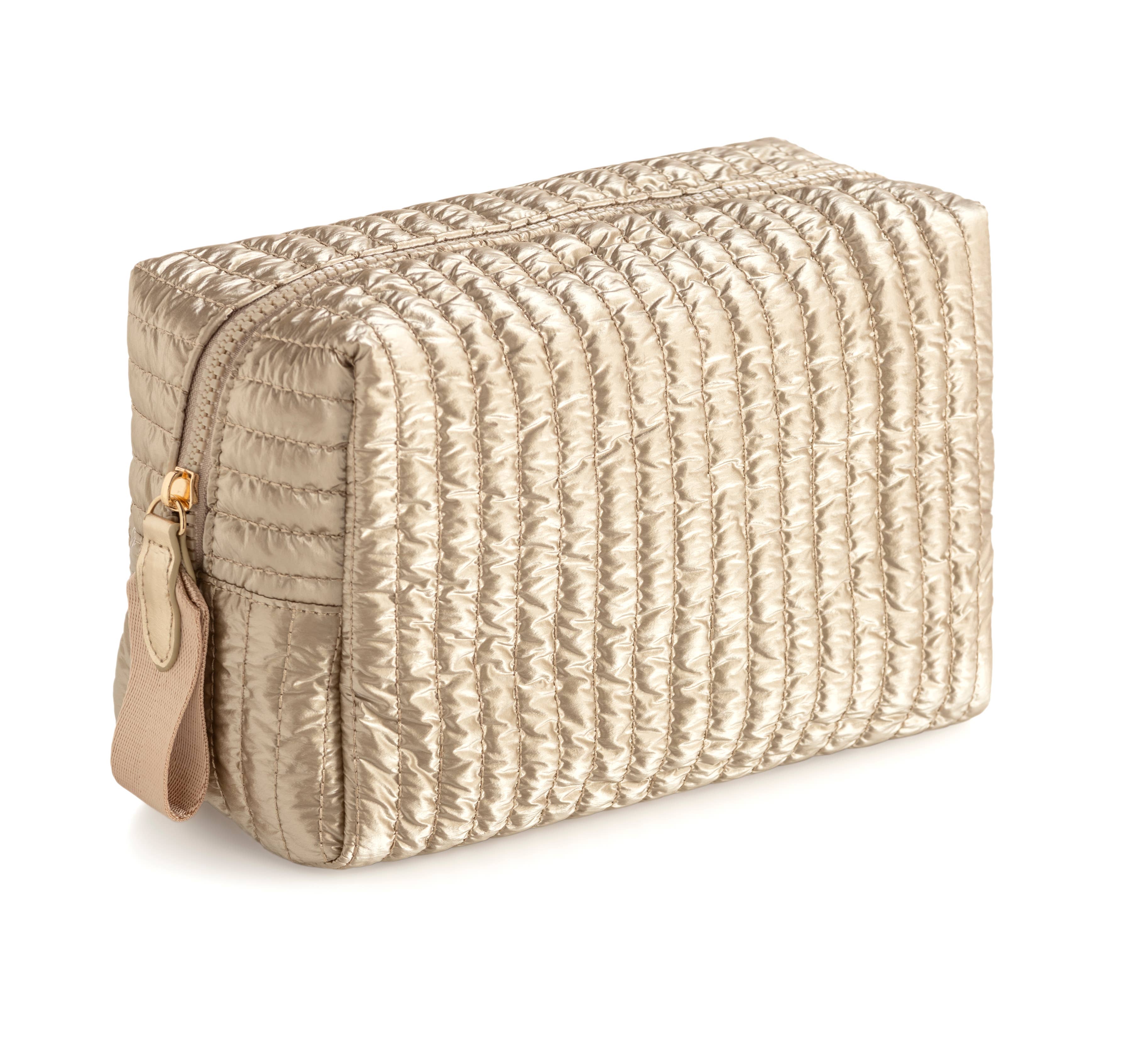 LOGAN LARGE BOXY COSMETIC POUCH: GOLD