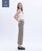 PLUS HIGH RISE ANIMAL PRINT CROP WIDE LEG JEANS