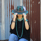 Long Boho Turquoise Beaded Necklace  248c