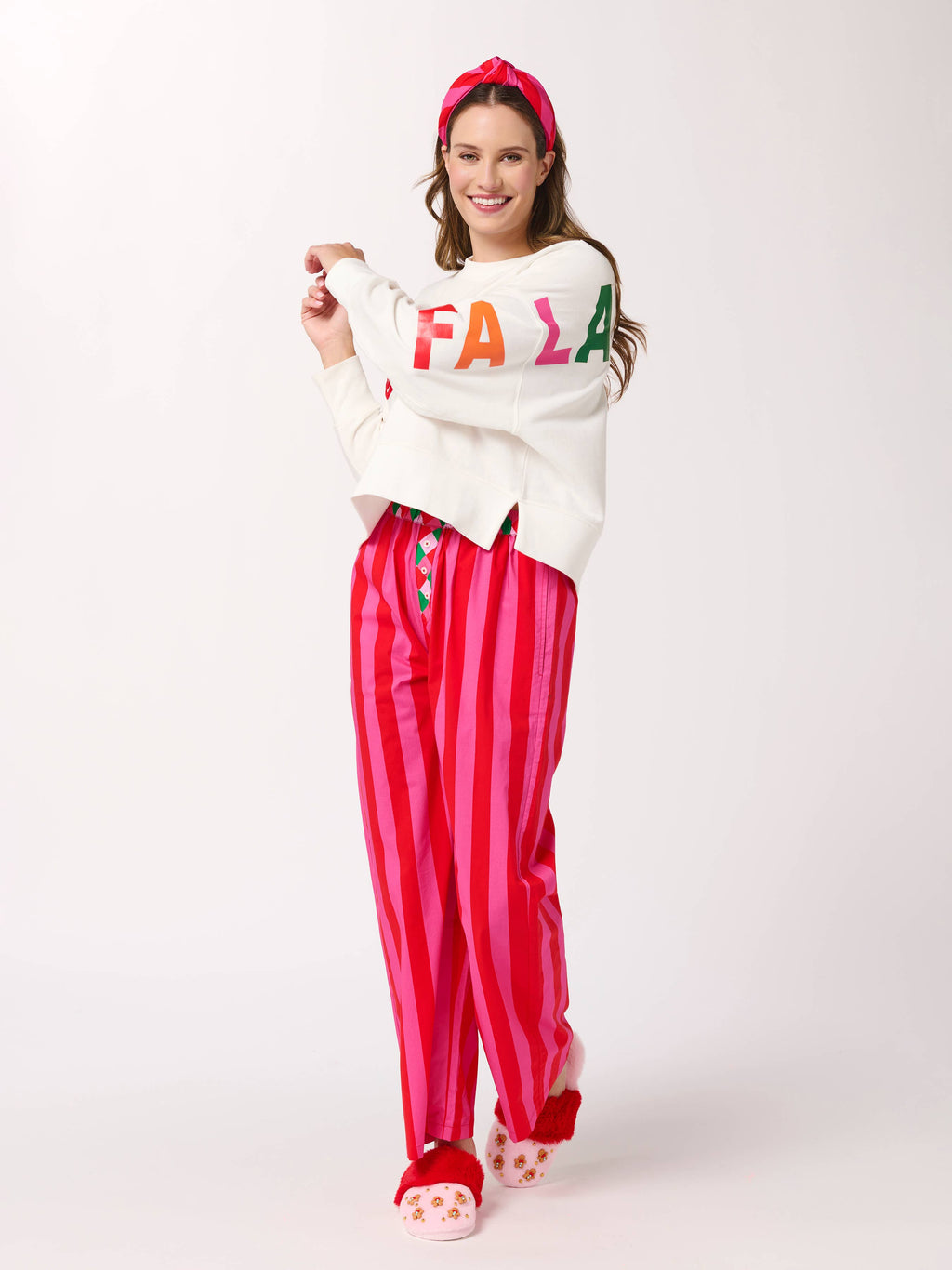 ASST/6 FESTIVE STRIPE BOXER PANTS: RED