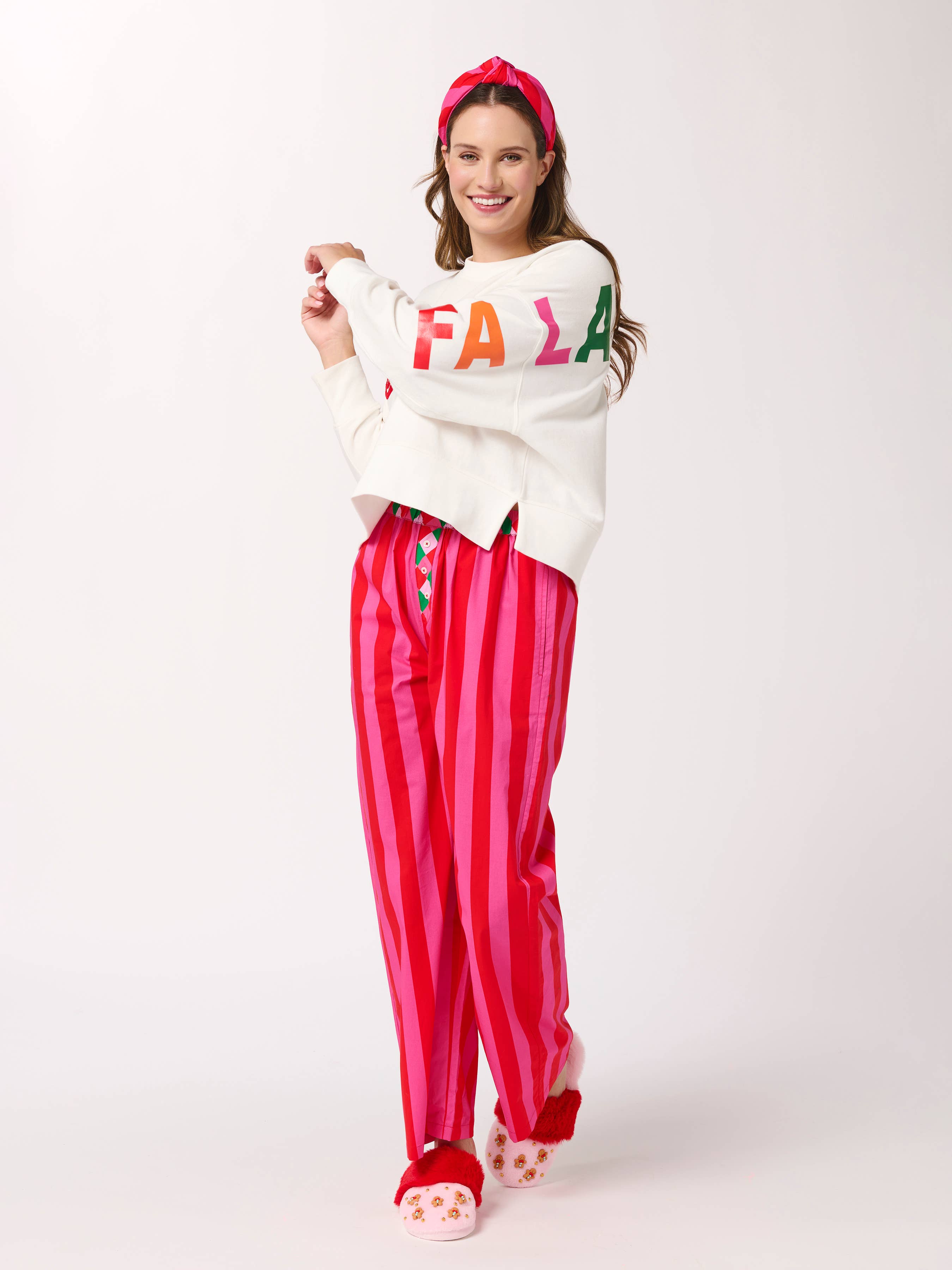 ASST/6 FESTIVE STRIPE BOXER PANTS: RED