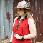 Triple Strand Natural Turquoise & Copper Collar Necklace 250n